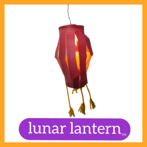 Photograph of the Lunar Lantern robot with an orange frame around it and the name in a purple bubble and