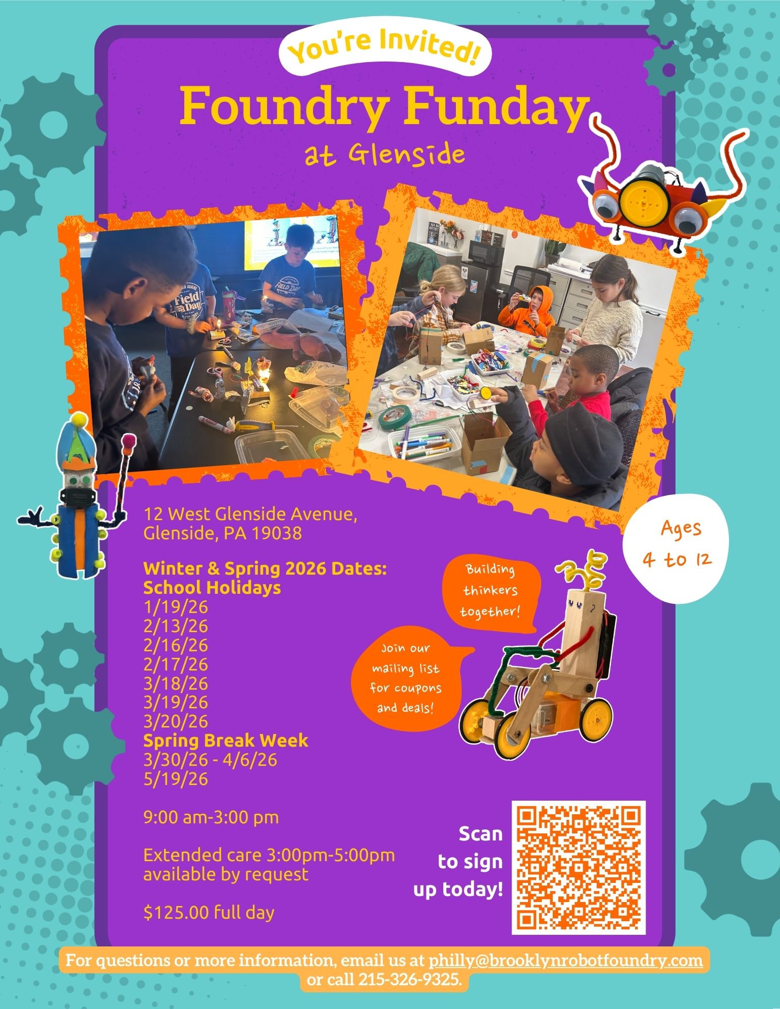 Foundry Funday Winter and Spring schedule 2026 at Glenside location