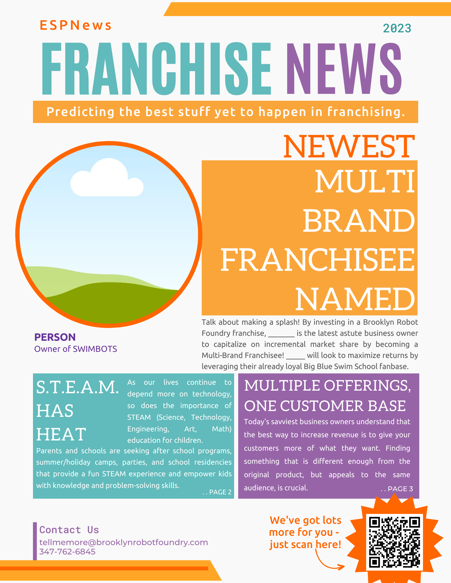 Fictional front page of a newsletter titled 